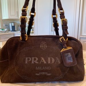 Prada Brown Suede Purse